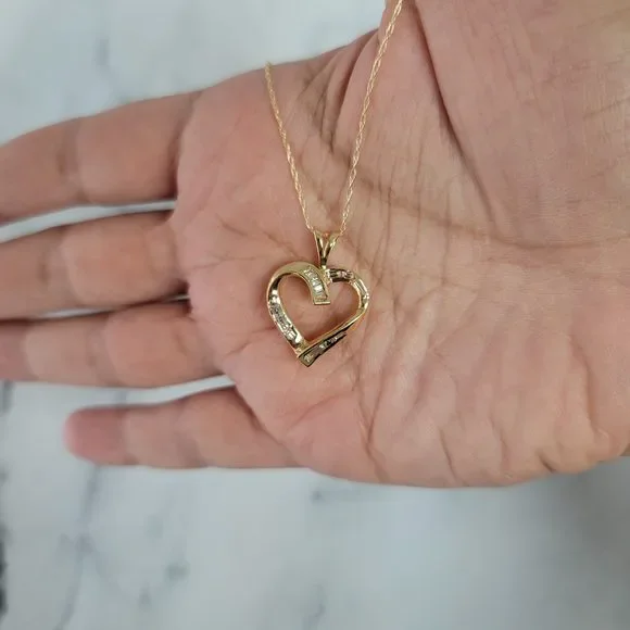 Princess & Baguette Diamond Heart Shaped Necklace